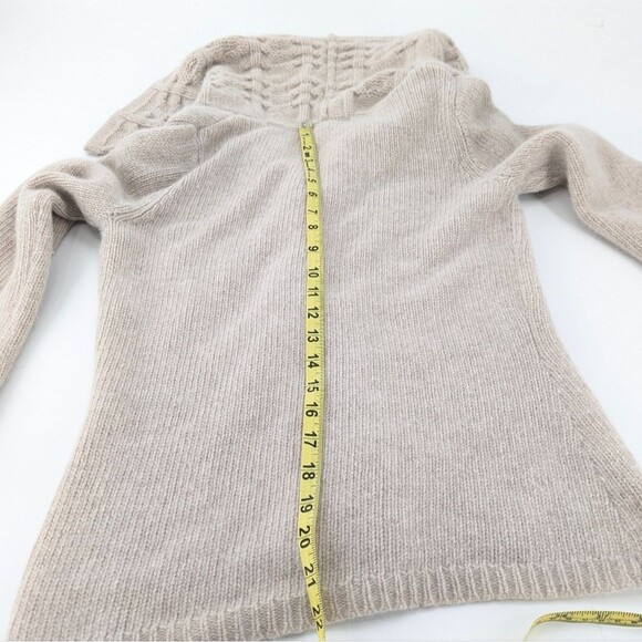 Sarah Spencer Wool Angora Beige Snap Brooch Open Cowl Cardigan Size Small - Picture 6 of 6